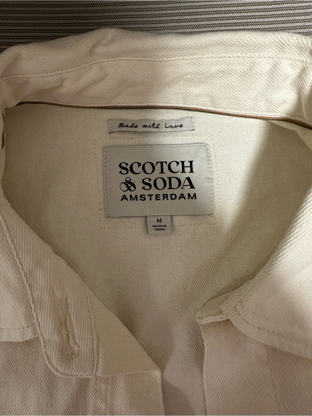 Scotch & Soda Cream Collared Shirt with Embroidered Script